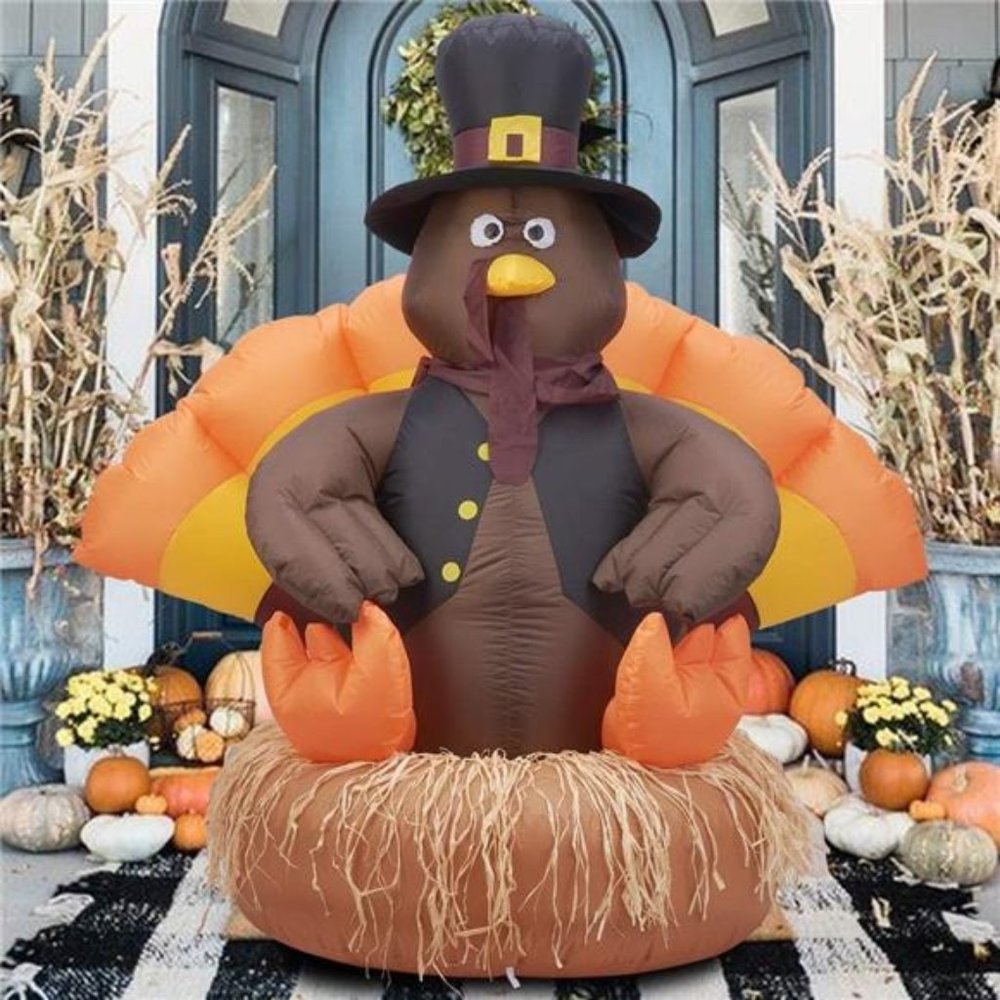 5 FT Inflatable Lighted Turkey Happy Thanksgiving Outdoor Decoration